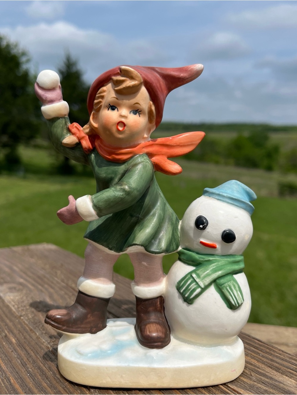 Vintage Kelvin’s Figurine C-332-Playing Snow Ball With Snow Man